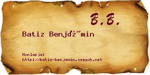 Batiz Benjámin névjegykártya